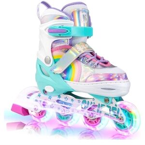 Unicorn Rainbow Light Up Adjustable Skates New